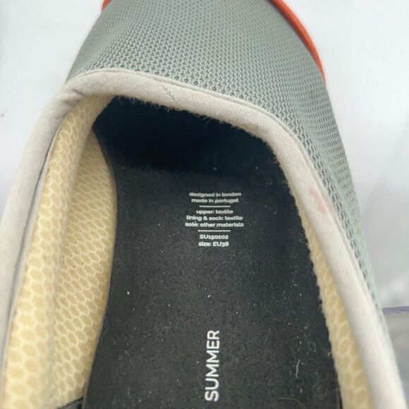 Mahabis Summer Gray Mesh Slippers 7.5 Grey Orange Flats Detachable Sole Rubber - Picture 11 of 11